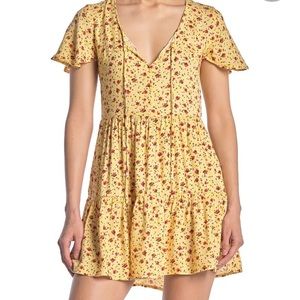 Love, Fire Babydoll Dress In Yellow Floral